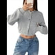 thumbnail image 1 of Chaqueta Corta para Mujer, Abrigo Informal con Cuello Alto, Prenda Exterior de Moda de Otoño. Gris L, 1 of 9