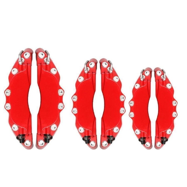 2Pcs 3D Style Car SUV Front Wheels Disc Brake Caliper Covers Red Aluminum Alloy