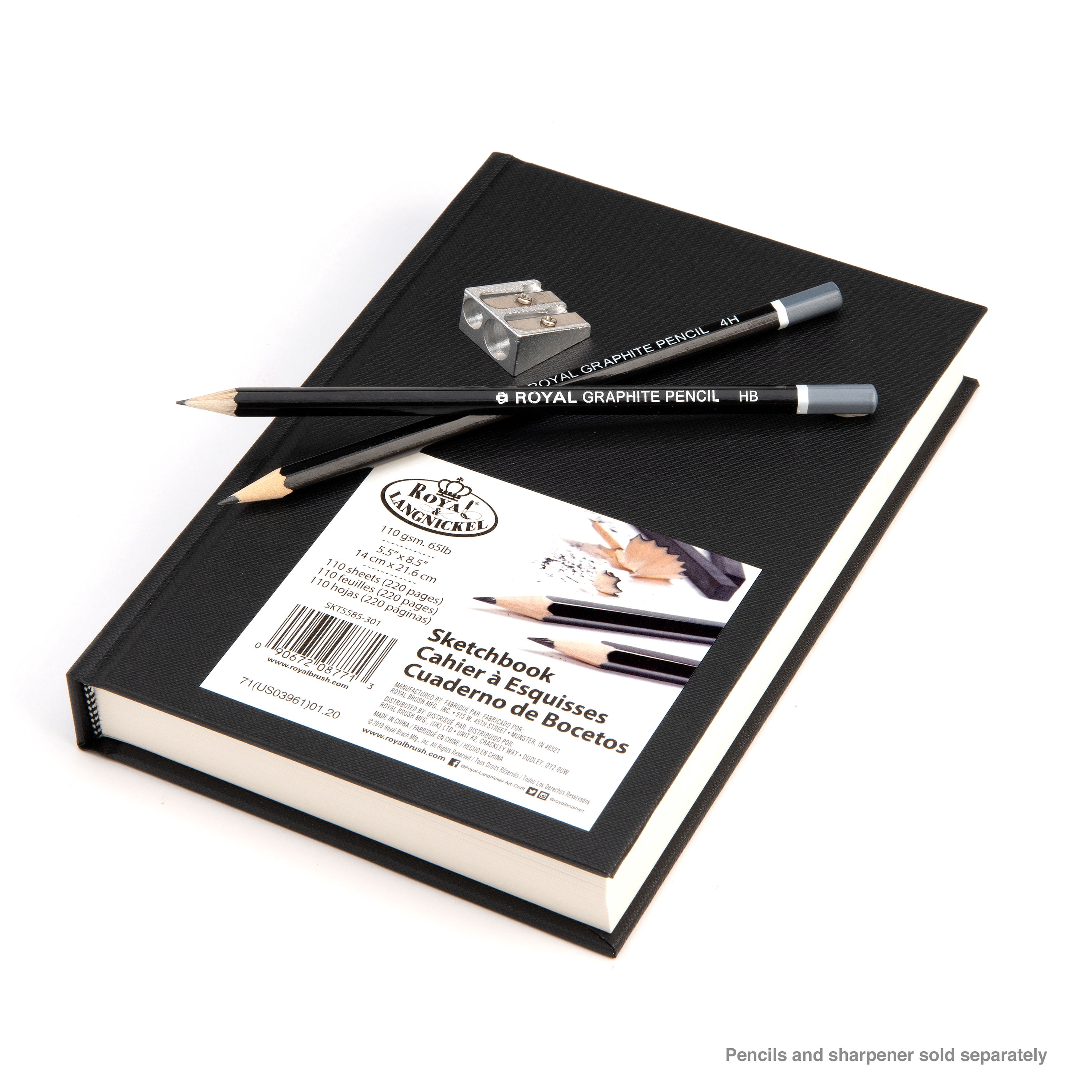 ROYAL HARDBOUND 5.5X8.5 BLACK SKETCHBOOK 8 PIECE PDQ