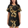thumbnail image 1 of Balery 2025 Happy New Year Conjunto de Pijama para Mujer con Estampado, Dos Piezas de Manga Corta y Shorts, Ropa de Dormir Suave con Cuello Redondo y Bolsillos-Medium, 1 of 6