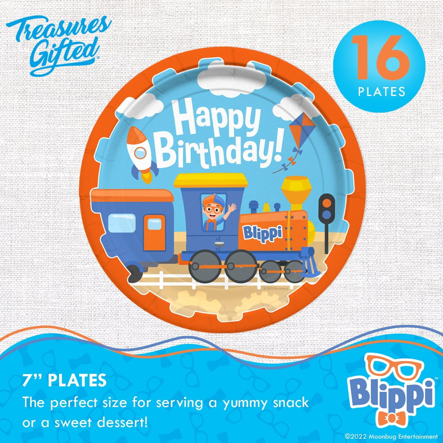 Blippi Vehicle Party Tableware Deluxe Set for 16 Guests