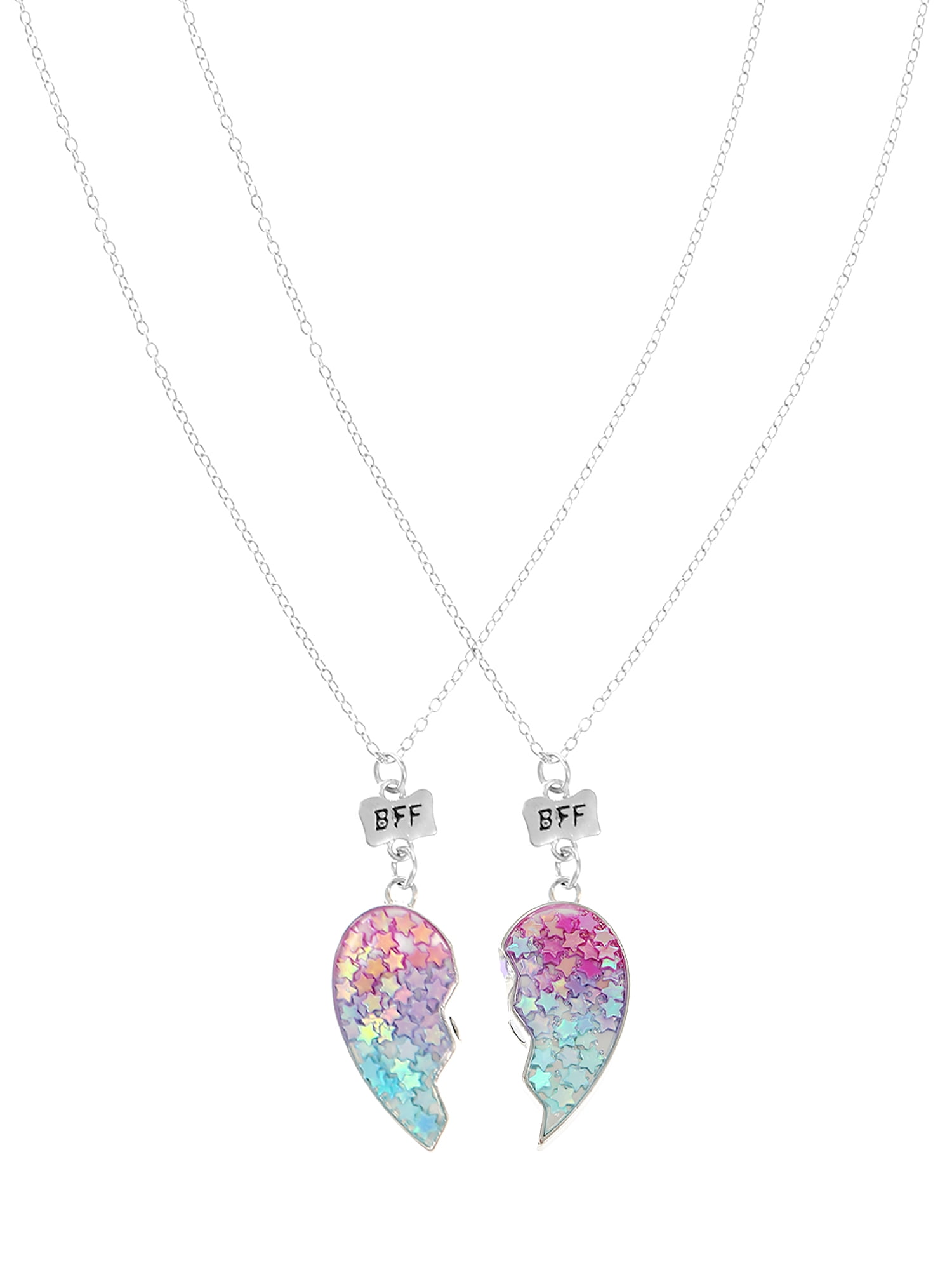 Wonder Nation Bff Heart Friendship Necklaces, Girls, Set of 2
