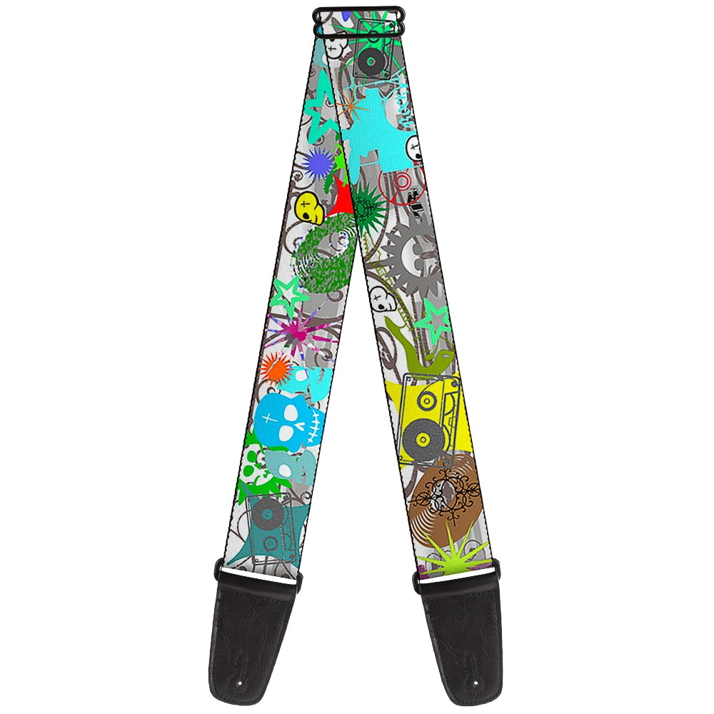 Buckle-Down Guitar Strap, Music Skulls Multi Color, 2 Inches Wide