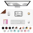 thumbnail image 1 of SHIQI-Bleswin Multifunctional Large Desk Mat, Double Sided Computer Desk pad, Extended Mouse Mat, Office Desk Protector with Waterproof PU Leather, 35.4''×16.9'', Office Home Writing Pad (White+Brown, 1 of 4