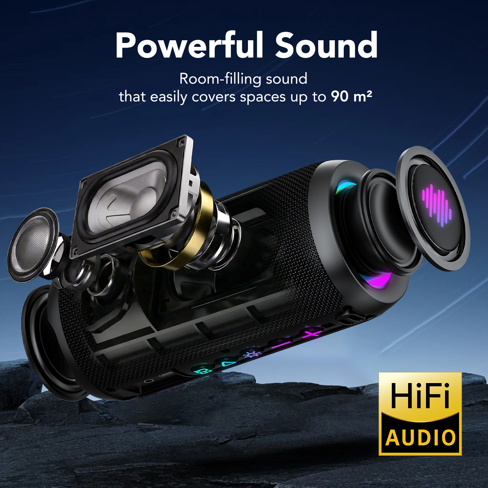 CASCHO Portable Bluetooth Speaker, 25W, IPX7, 30H Battery photo 8