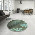 thumbnail image 4 of Ahgly Company Machine Washable Indoor Round Transitional Cadet Blue Green Area Rugs, 3' Round, 4 of 7