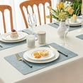 thumbnail image 4 of Romanstile Placemats for Dining Table, Place mats Set of 4 Synthetic Leather Table Mats Waterproof Wipeable Rectangle Placemats Washable for Dining Patio Kitchen (Blue), 4 of 7