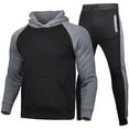 thumbnail image 1 of FOCUSNORM Haut à Capuche et Pantalon à Manches Longues Contrastées Décontracté pour Hommes, 1 of 9