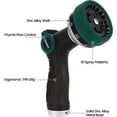 thumbnail image 2 of Heavy Duty Garden Hose Nozzle, Water Hose Sprayer Nozzle with Thumb Flow Control, 10 Spray Patterns, High Pressure Hose Nozzle for Lawn & Plant Watering, Car & Pet Washing – Forest Green, 2 of 5
