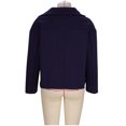 thumbnail image 6 of FRSASU Women's Long Sleeve Button Lapel Warm Jacket Winter Solid Color Versatile Woolen Coat with Pockets Dark Blue, 6 of 8