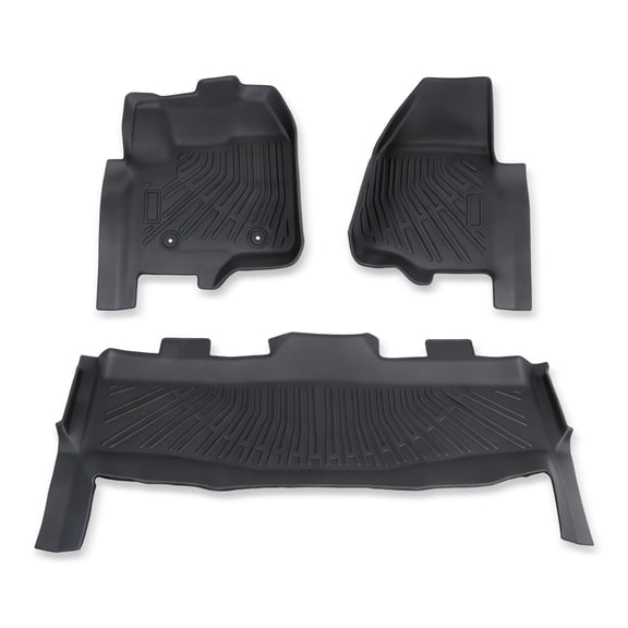 Genrics TPE Floor Mats All Weather Protection Fits 2012‑2016 Ford F‑250 F‑350 F‑450 SuperCrew Cab 2‑Row 3‑Piece Set