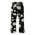 thumbnail image 2 of Lightweight Summer Trousers Women Ladies Cotton Linen Boho Trousers with Pocket Floral Printed Cropped Pants Elastic Waisted Wide Leg Trousers Vintage Ethnic Trousers Hippie Palazzo Pants, 2 of 4