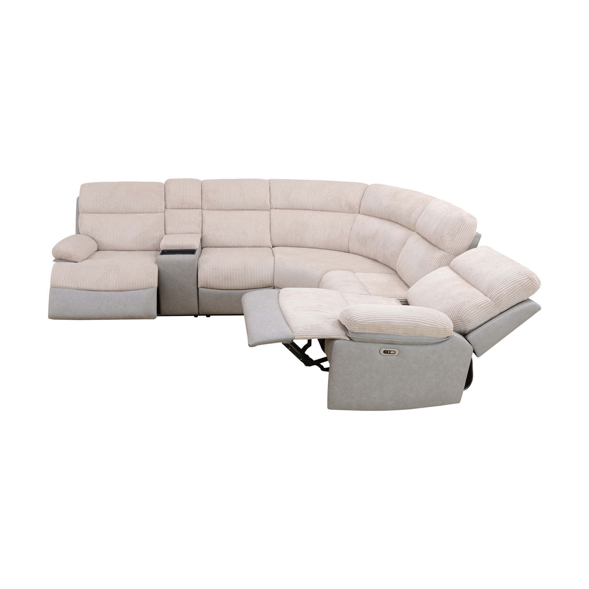 MAYEERTY Oversized Power Recliner Sectional Sofa, L-Shape Corner Couch with Wireless Charging, USB Port, Cup Holders & LED, for Living Room, Home Theater