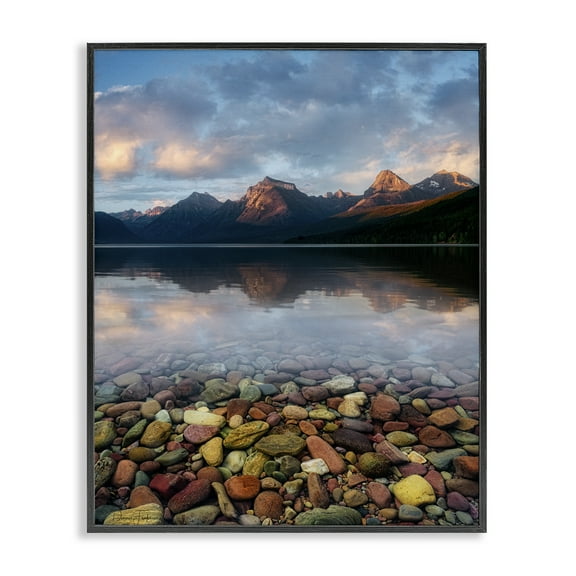 Stupell Industries Clear Water Pebbles Landscape Photography Black Framed Art Print Wall Art, 11 x 14