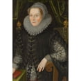 thumbnail image 2 of John Bettes the Younger 18x24 Gold Ornate Framed and Double Matted Museum Art Print Titled - Portrait of Joan Stint, Mrs George Evelyn (1550-1613), 2 of 4