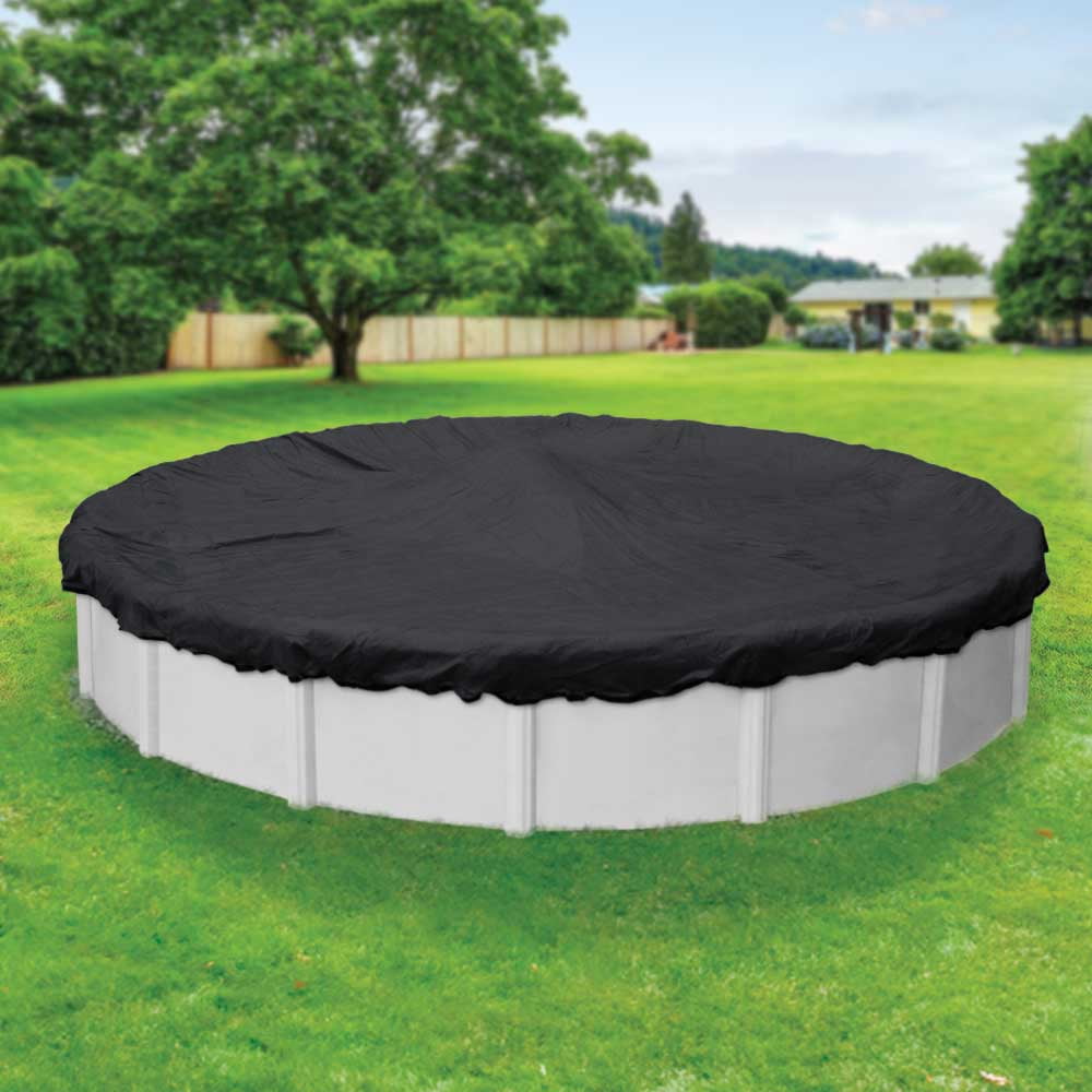 Pool Mate 10 Year Heavy-Duty Mesh Black Round Winter Pool Cover, 18 ft. Pool
