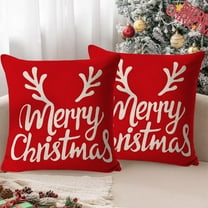 Antqov Christmas Pillow Covers 18x18" White Snowflake Snow Patterns Red Christmas Pillows Indoor Decorations Square Throw Pillow Covers for Cushion Cases Sofa Home Office Decor