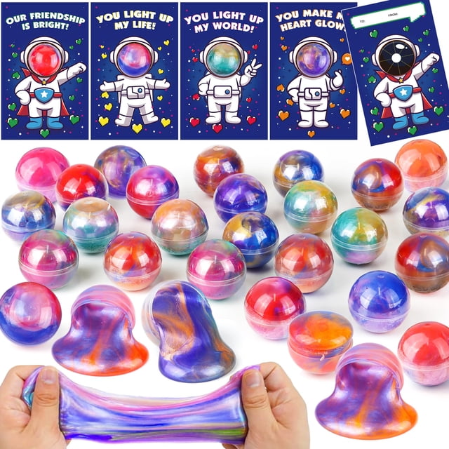 Set de regalos para el día de San Valentín REGTEB Galaxy Slime con tarjetas, paquete de 28
