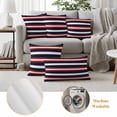 thumbnail image 6 of Outdoor Pillow Covers Minimalist Navy Blue Red Stripe Waterproof Pillow Cases 16x16 Set of 2, Independence Day Contrast Line Throw Pillow Cover Pillowcase for Patio Balcony Couch Garden, 6 of 9