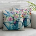 thumbnail image 3 of Cotton Linen  Throw Pillow Covers Blue Watering Can Pot Cushion Case Hand-Painted with Colorful Flowers Floral Pillowcase Spring Summer Farmhouse Decor, 3 of 5