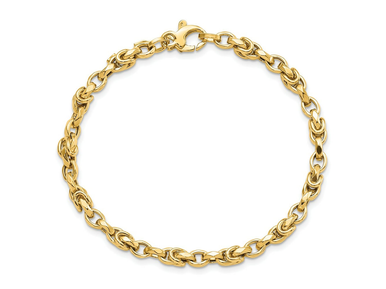 14k Yellow Gold Large Oval Link Bracelet w/ Florentine Finish Alternating  with 3 Vertical Gold Ball Links – G114