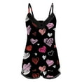 thumbnail image 3 of Womens Pajama Set Casual Valentine'S Printed Spaghetti Strap Top And Shorts 2 Piece Sleepwear Fall Outfits Clothes,Black,S, 3 of 4