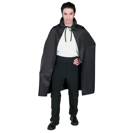 45 Inch Black Satin Cape - 45 Inch Adult Black Satin Cape - Size One Size