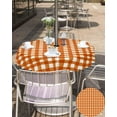 thumbnail image 5 of Outdoor Tablecloth with Umbrella Hole & Zipper, Burnt Orange Checkered Round Tablecloth 60 Inch, Farmhouse Buffalo Plaid Patio Table Cover Waterproof Table Cloth for Picnic/Party, 5 of 6