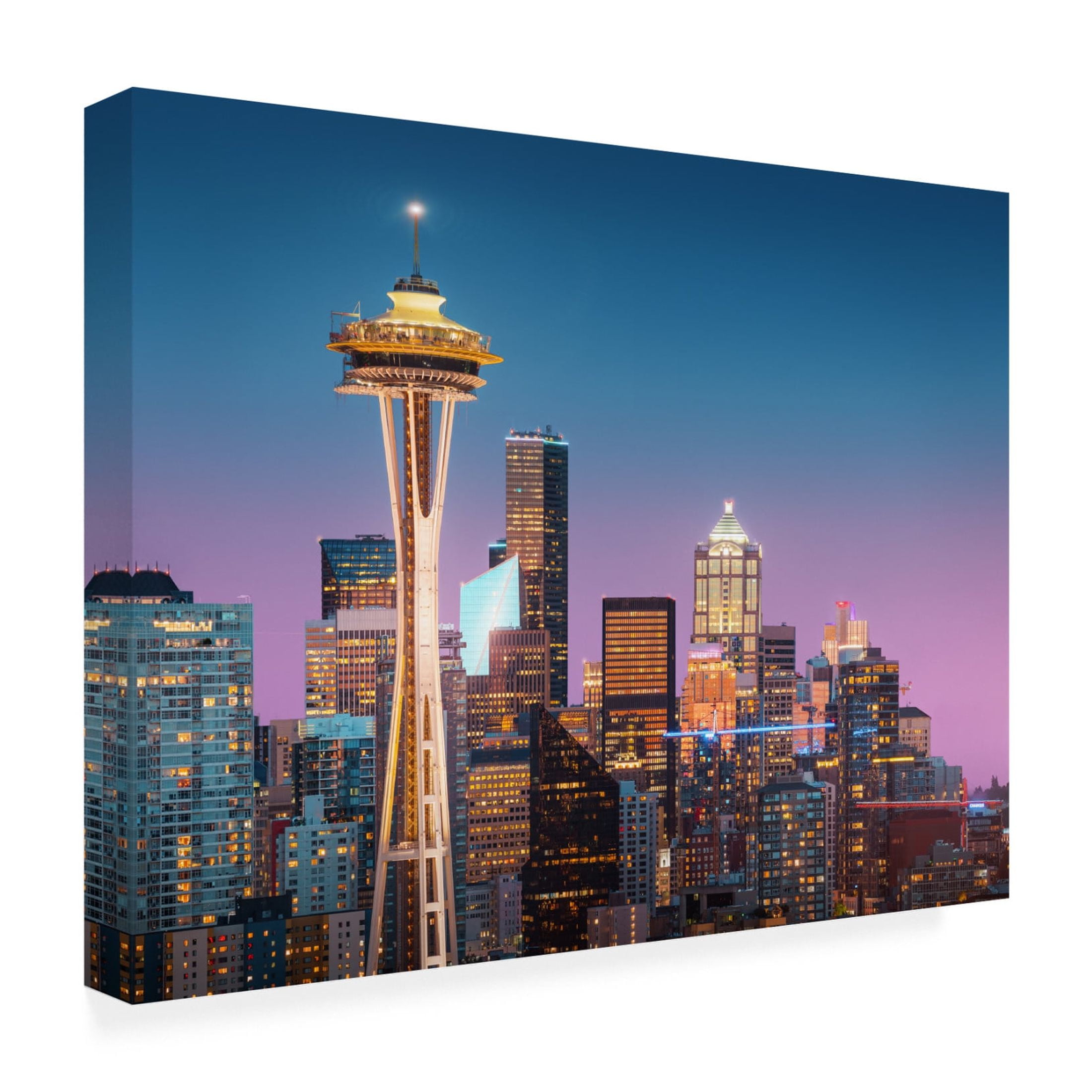 Canvas Wall Art - Juan Pablo de 'Pink Seattle ' Wall Art for Living Room, Bedroom, or Office D?cor by Trademark Fine Art - 47 x 35 Inches