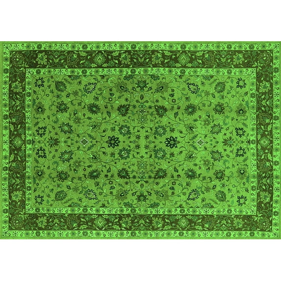 Ahgly Company Indoor Rectangle Oriental Green Traditional Area Rugs, 7' x 10'
