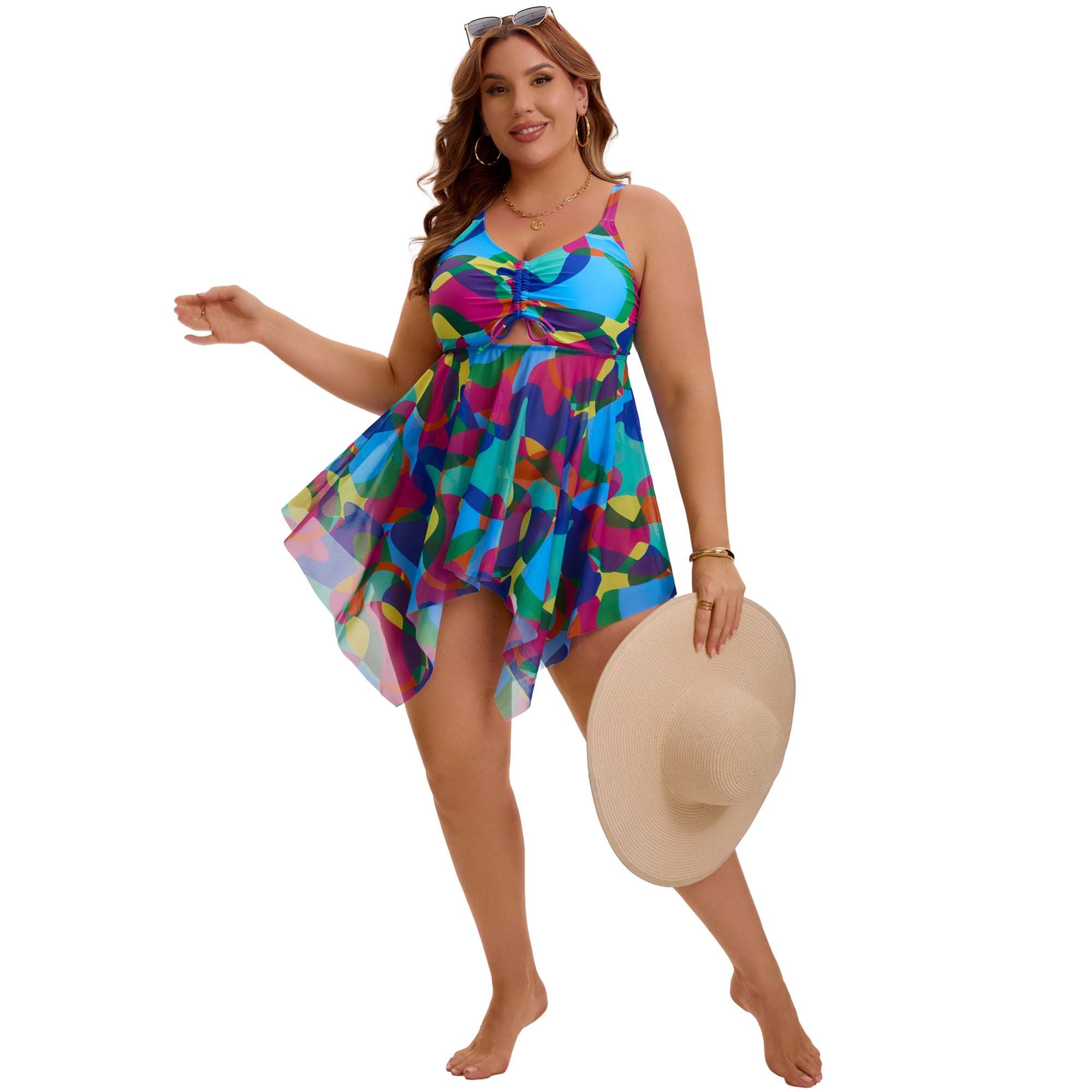 DARING DIVA Women's Plus Two Piece Swimsuit Beach Bathing Suit 3X Blue