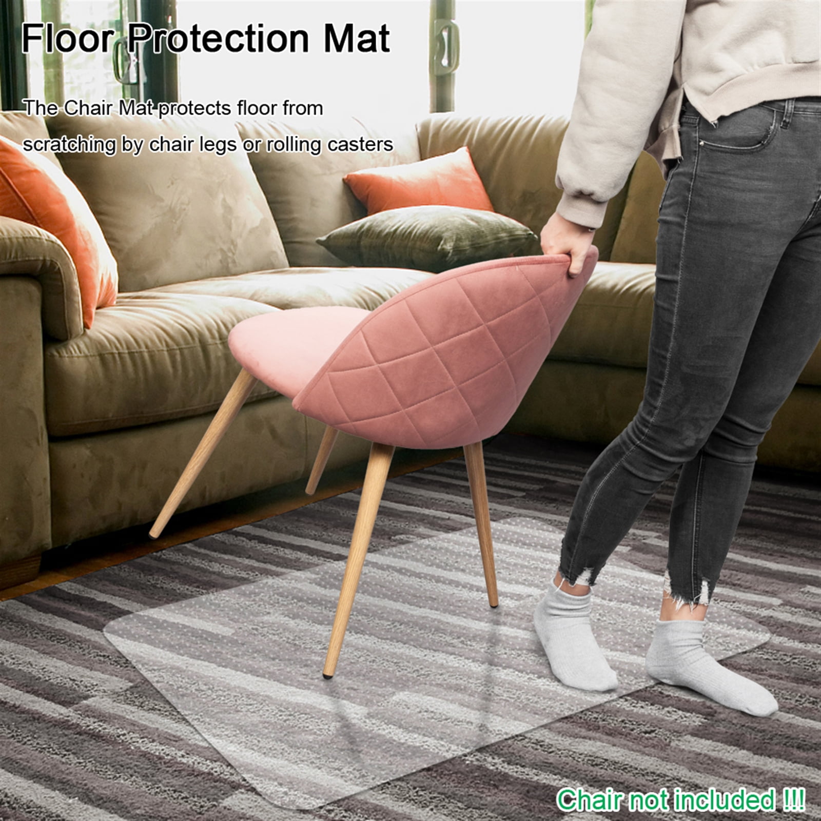 PVC Rectangle Floor Protection Mat Chair Mat with Nail Transparent