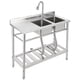 thumbnail image 2 of Yeshouse Fregadero Utilitario de Acero Inoxidable con Grifo Desplegable: Fregadero Comercial Independiente de Doble Tazón para Cocina, Restaurante, Garaje, Certificado NSF, 2 of 9
