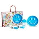 thumbnail image 1 of Juego de comedor para niños pequeños Munchkin Be Happy incluye placa de succión taza de paja y utensilios azul, 1 of 3