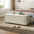 thumbnail image 6 of Linsy Home 50" Ottoman with Storage for Living Room, Velvet Storage Ottoman Bench with Gas Lift, Beige, 6 of 7