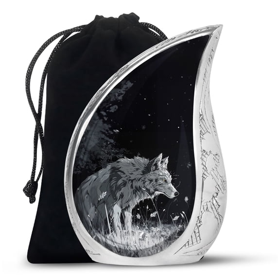 Wolf Urns, Teardrop Memorial Urns for Human Ashes, Urn for Ashes Adult Male, Burial Urns for Adult Human Ashes, Urns for Human Ashes Adult Female, Large Urns for Cremation Ashes 10 Inches