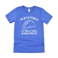 thumbnail image 2 of I'm In To Fitness T-Shirt for Men Funny Fit'Ness Taco In Mah Mouth Graphic Tee Heather Blue Shirt Adult Large, 2 of 5
