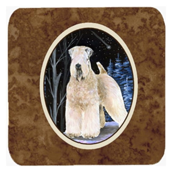 Starry Night Wheaten Terrier Soft Coated Foam Coasters - Set Of 4, 3.5 x 3.5 In.