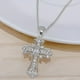 thumbnail image 1 of Zhuge Colgante de collar hecho a mano, collar de cruz vintage, colgante personalizado, collar de circonita (plata), 1 of 3