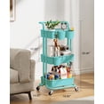 thumbnail image 5 of 3-Tier Rolling Cart with Wheels, Rolling Storage Cart with 3 Hanging Cups & 4 Hooks, Mobile Utility Cart, Art Cart Organizer, Craft Cart for Office, Kitchen, Craft Room, Turquoise, PIUC06TB, 5 of 7