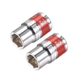 thumbnail image 1 of Unique Bargains 2 Pcs 1/2-Inch Drive by 13mm Shallow Socket w Red Band, Cr-V, 6-Point, Metric, 1 of 4