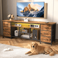 thumbnail image 6 of Tydimor Modern TV Stand for 75-80 inch TVs, LED Entertainment Center with Power Outlets and 6 Drawers, Media Console with Storage for Living Room, Rustic Brown, 6 of 8