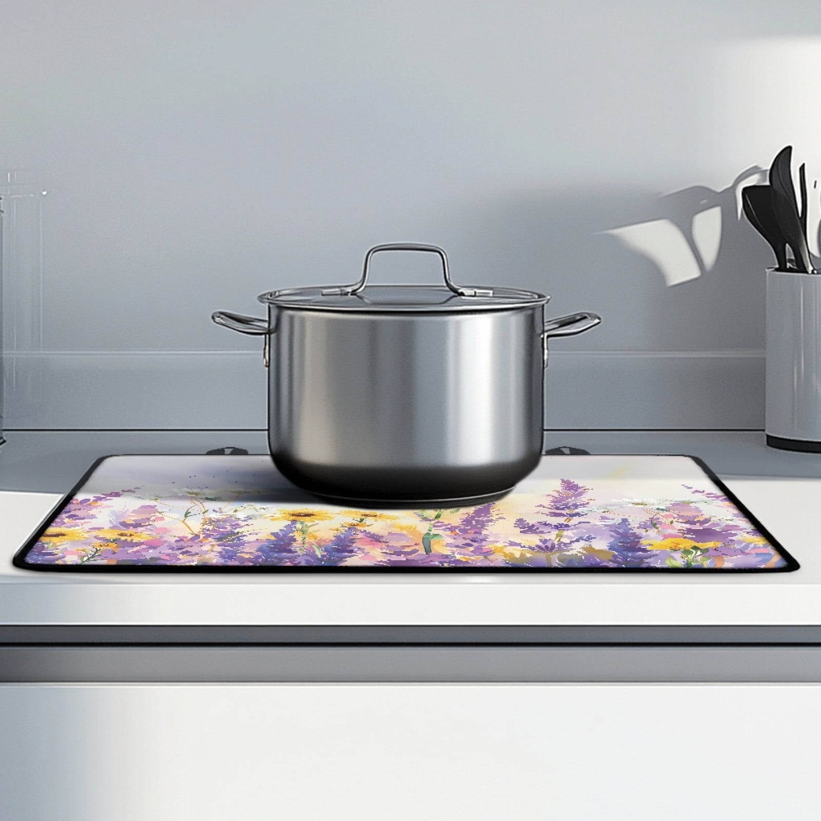 Renewold Stove Cover for Stove Top, Ceramic Stove Top Cover Mat Scratch Resistant Oil Resistant Stovetop Cover Oven Mat Protector for Kitchen Decor, Bee Sunflower Lavender