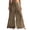 Coffee, variant on Womens Cotton Pleated Patchwork Wide Leg Linen Pants High Elastic Waist Boho Casual Vacation Flowy Pants White M