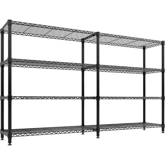 71-in W x 16-in D x 60-in H 4-Tier Heavy Duty Steel Wire Garage Shelving Unit, 1060-lb Total Capacity, Adjustable Shelves