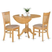 East West Furniture Dublin 3-piece Wood Dining Set with Slat Back Chairs in Oak