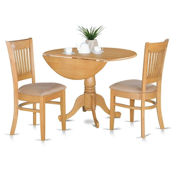 East West Furniture Dublin 3-piece Wood Dining Set with Slat Back Chairs in Oak