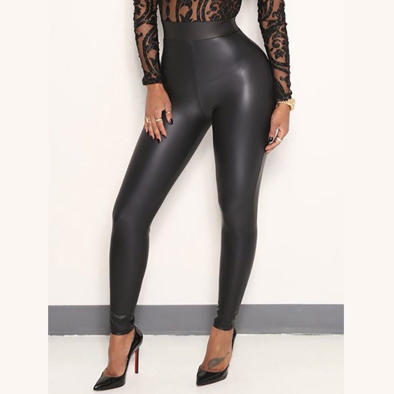 faux leather trousers high waisted