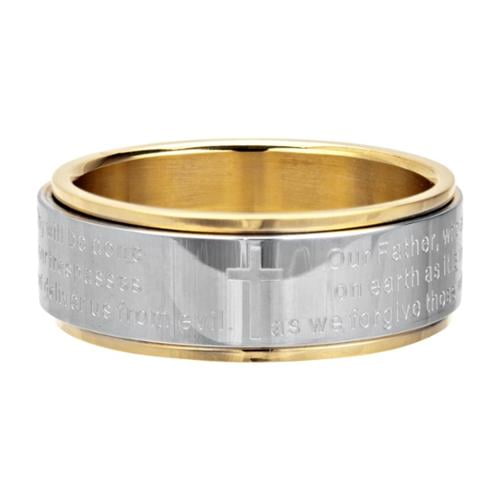 Women Stainless Steel Lord's Prayer Spinner Fashion Ring (Size 13)