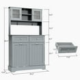 thumbnail image 3 of 68.4" Kitchen Pantry Storage Cabinet, Freestanding Cupboard with 3 Cabinets, 2 Drawers and 1 Tilt Out Trash Cabinet, Tall Storage Cabinet for Kitchen, Dinning Room, Living Room (Cream Grey), 3 of 8